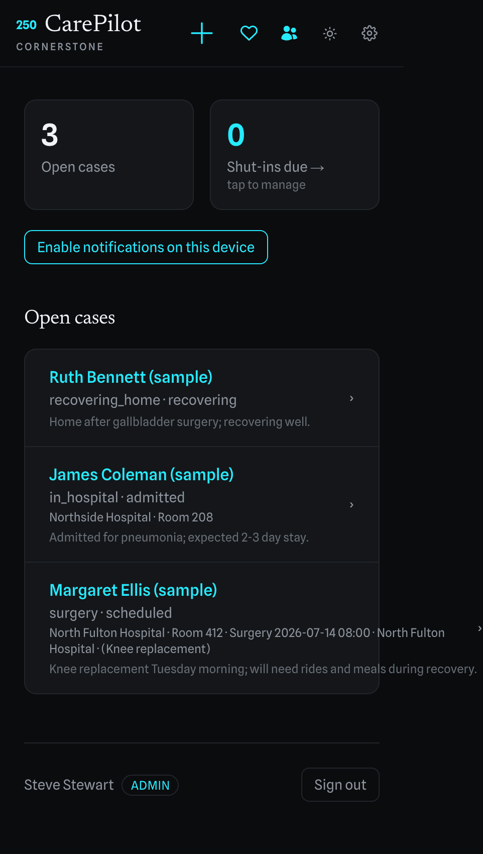 Overview — every open case at a glance
